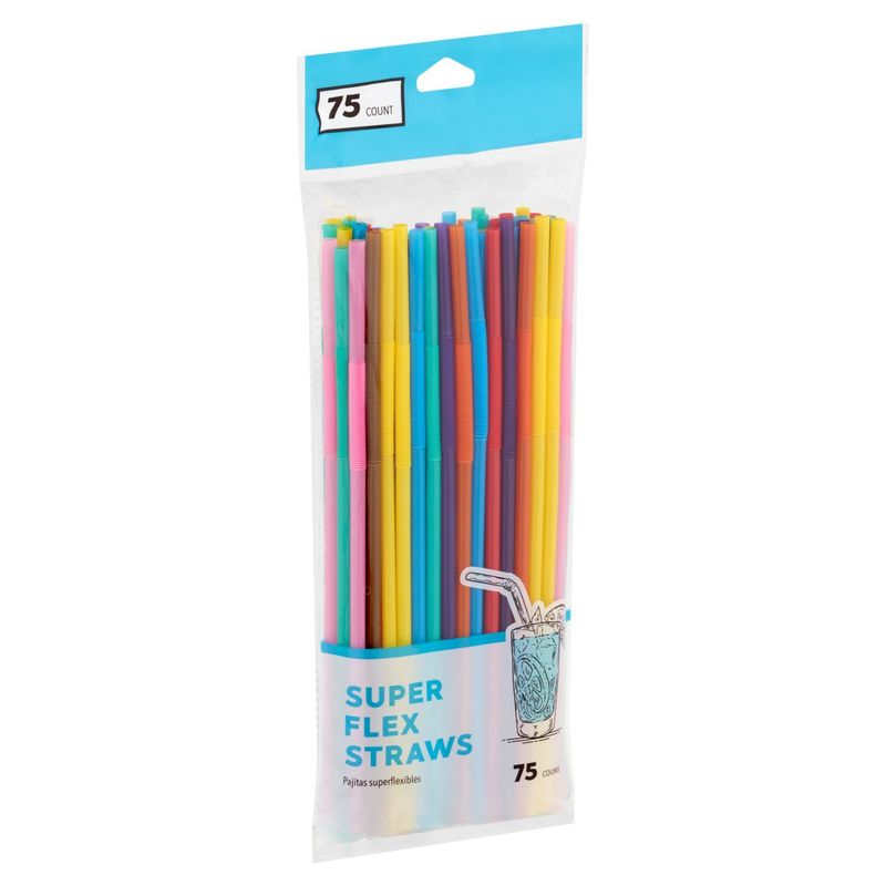 Jacent Super Flex Straws, 75 count