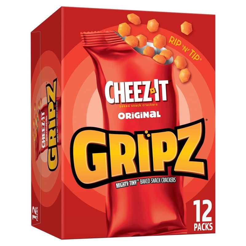 Cheez-It Gripz Original Mighty Tiny Baked Snack Crackers, 0.9 oz, 12 count