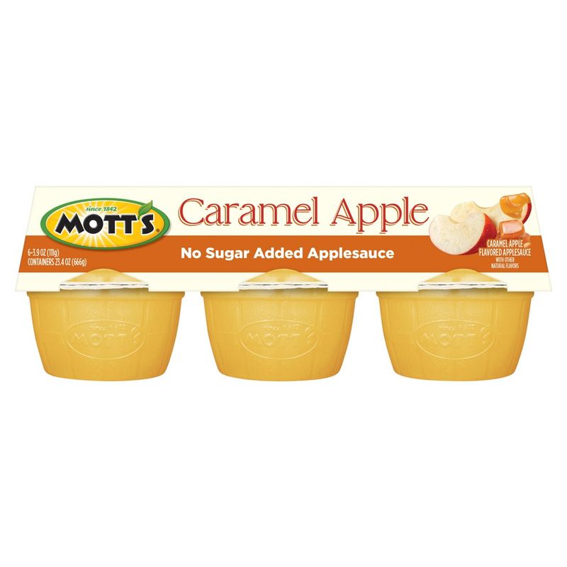 Mott's Caramel Apple Flavored No Sugar Added Applesauce, 3.9 oz, 6 count