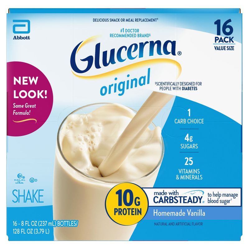 Glucerna Original Homemade Vanilla Shake Value Size, 8 fl oz, 16 count
