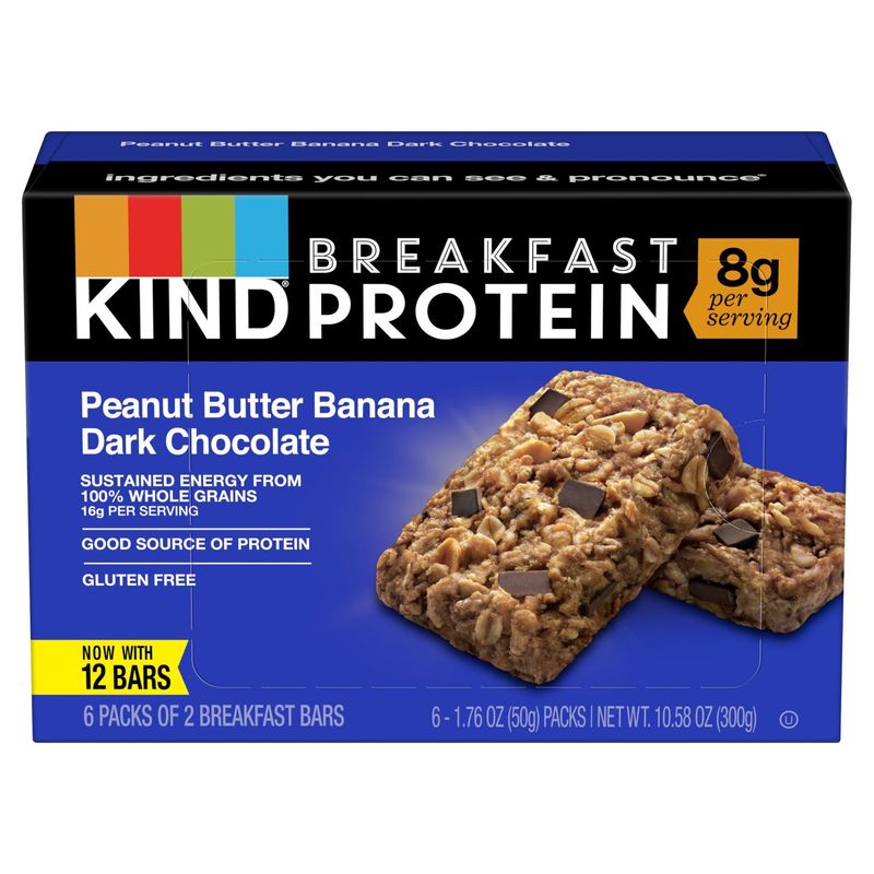 Kind Peanut Butter Banana Dark Chocolate Breakfast Protein Bars, 1.76 oz, 6 count