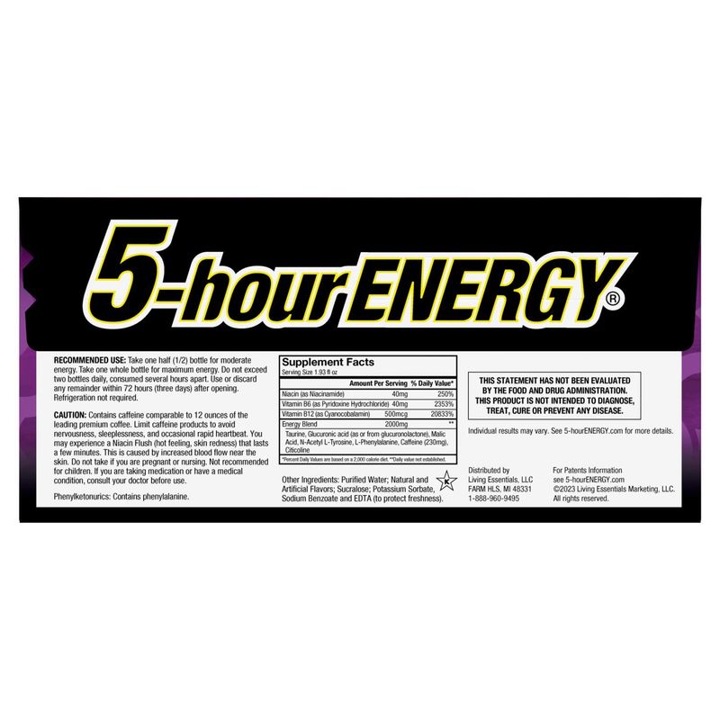 5-hour Energy Grape Extra Strength Dietary Supplement Value Pack, 1.93 fl oz, 10 count