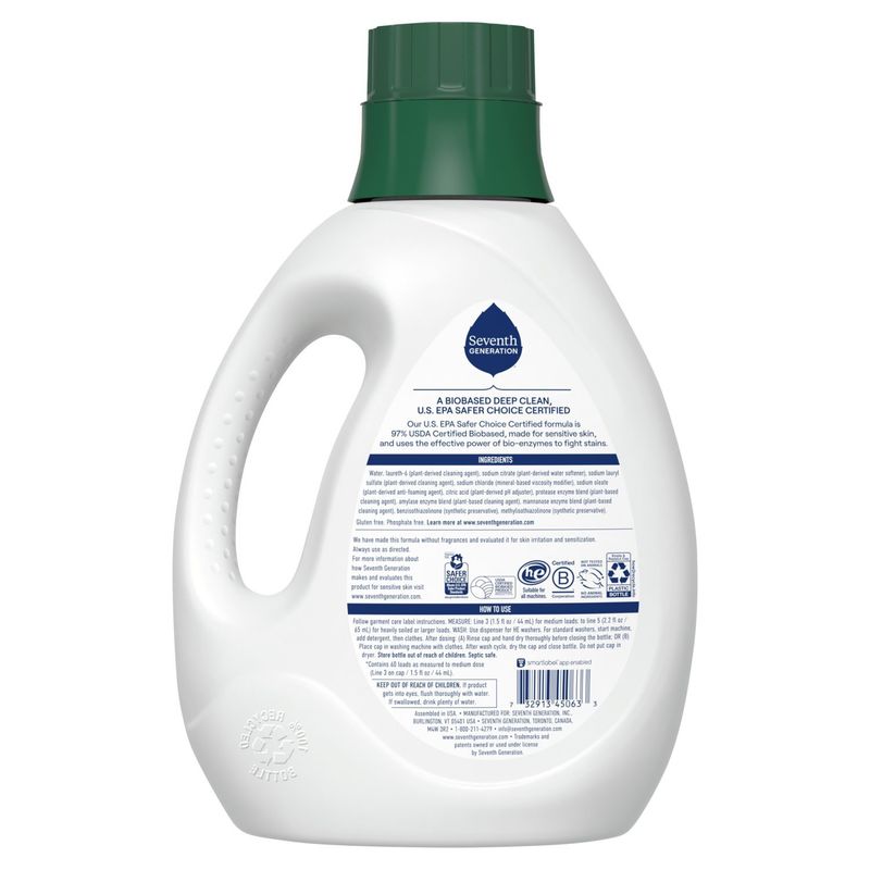 Seventh Generation Free &amp; Clear Laundry Detergent, 60 loads, 90 fl oz