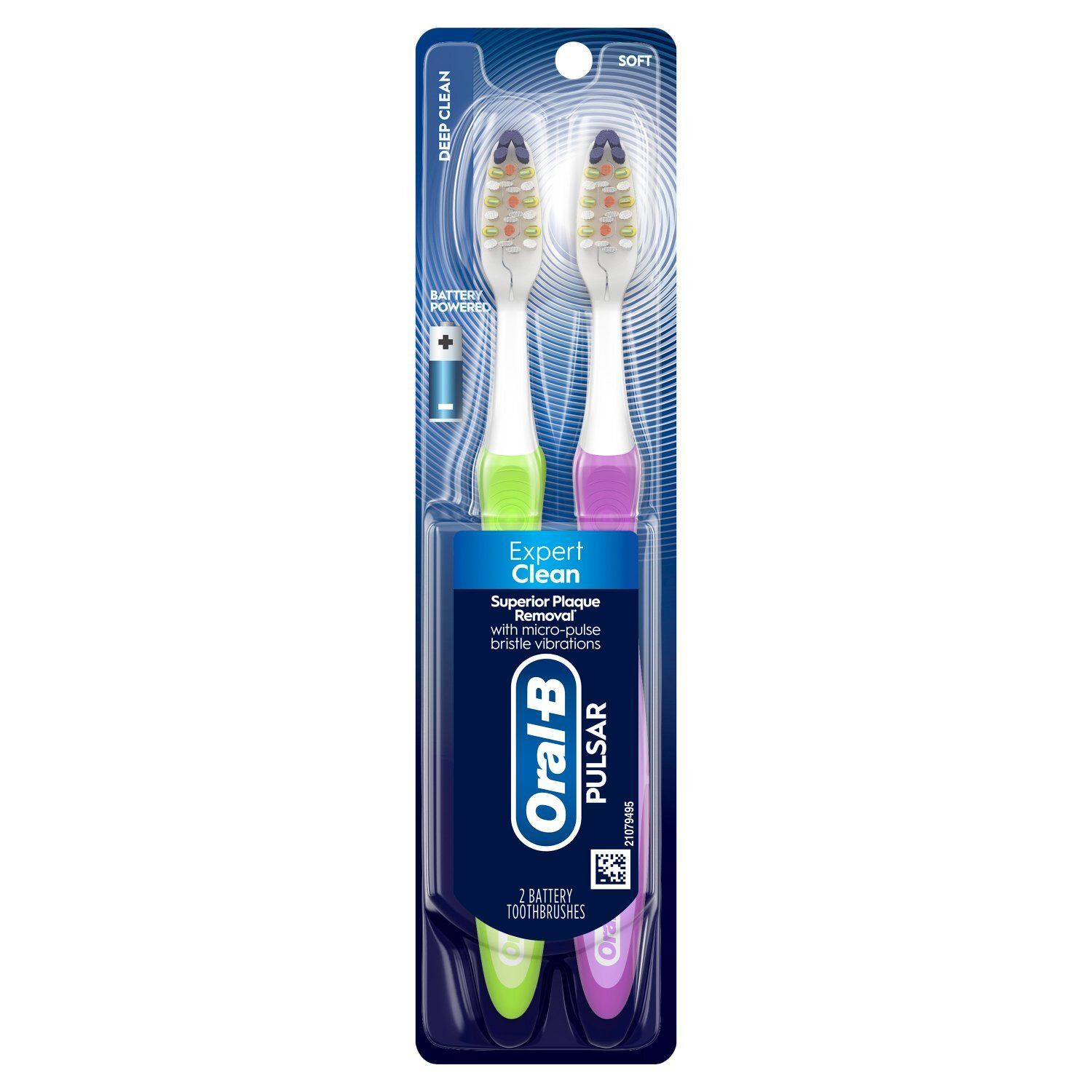 Oral-B Pulsar Expert Clean Soft Battery Toothbrushes, 2 count