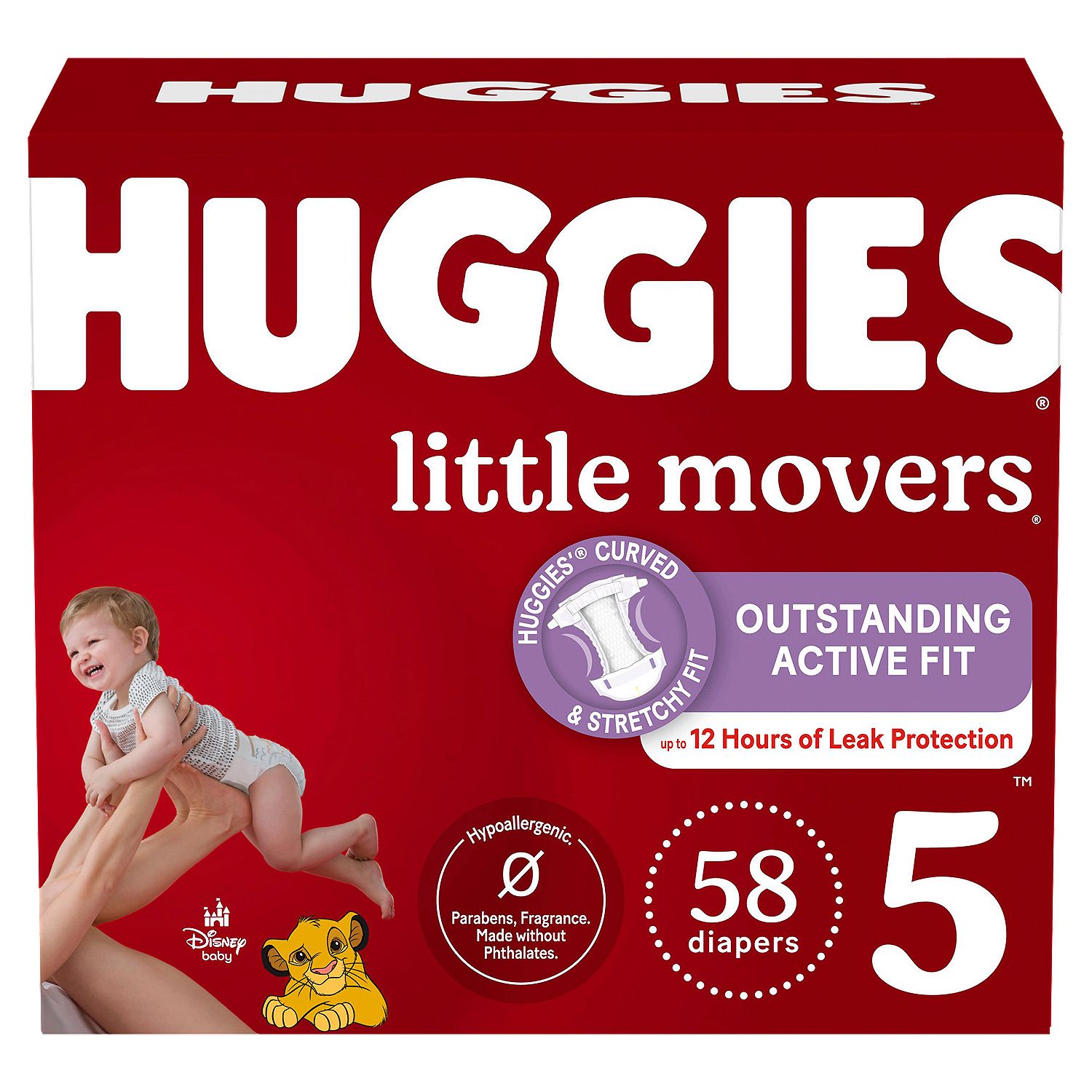Huggies Little Movers Diapers, Size 5, Over 27 lb, 58 count