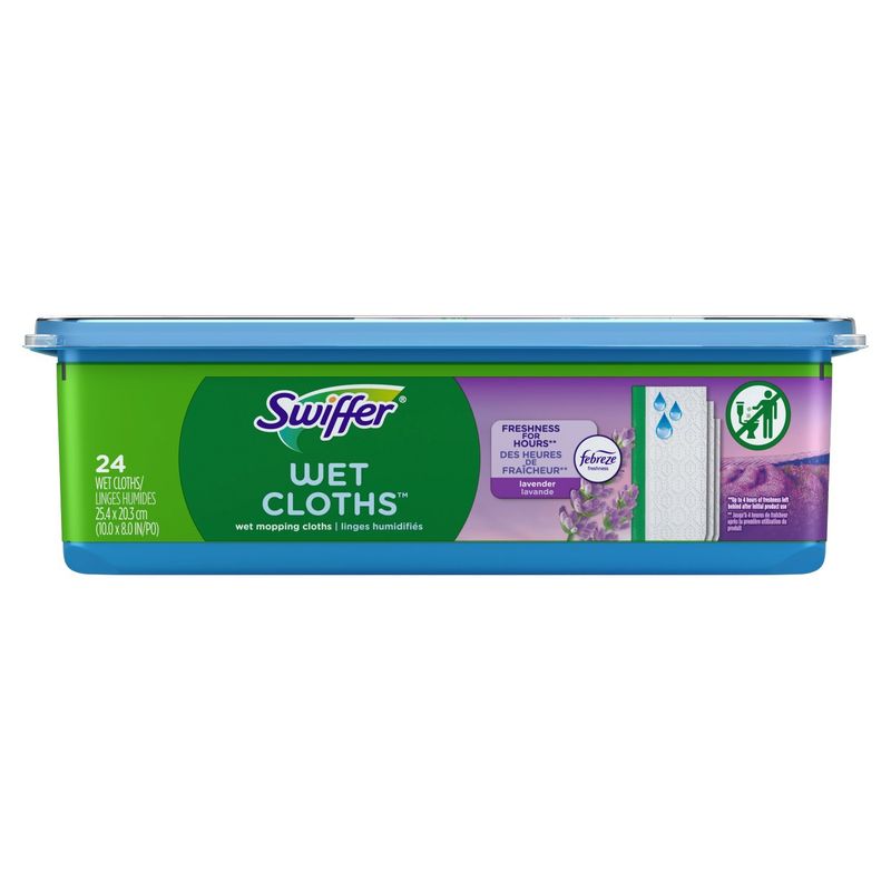 Swiffer Sweep + Mop, Wet Pads Refill, Floor Cleaner, Cleaning Cloths, Lavender, 24ct