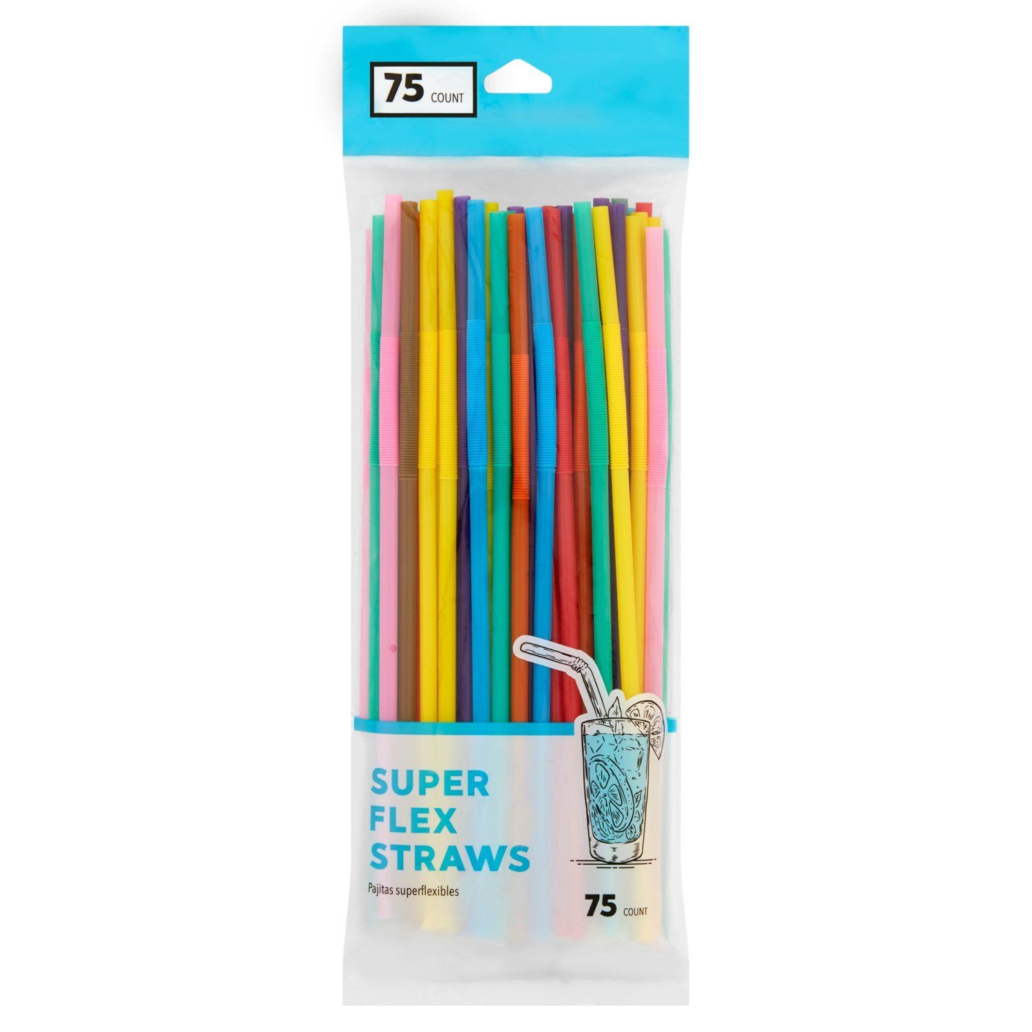 Jacent Super Flex Straws, 75 count