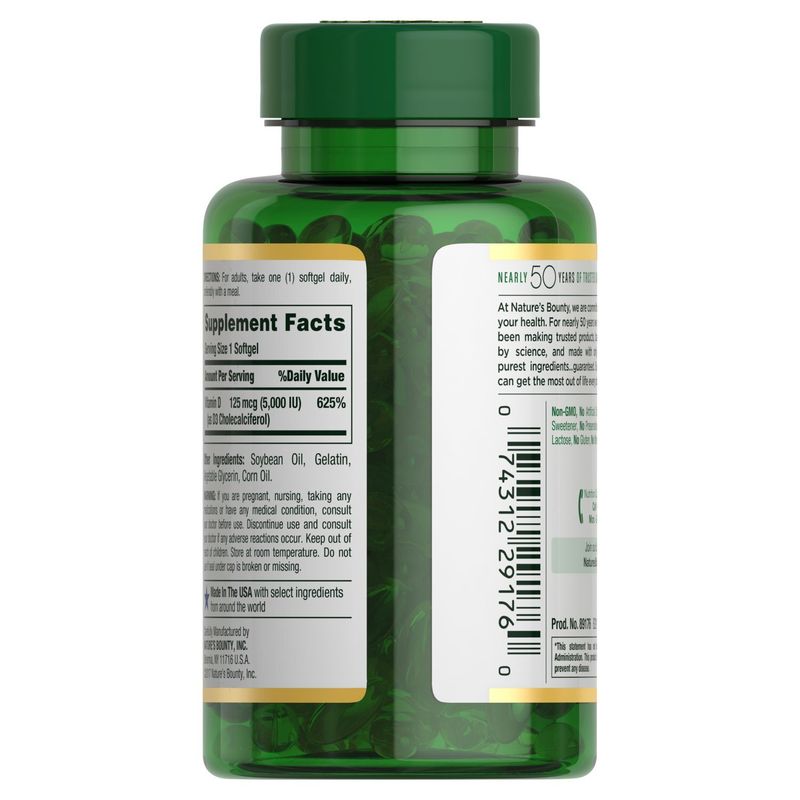Nature's Bounty D3 Vitamin Supplement, 125 mcg, 240 count