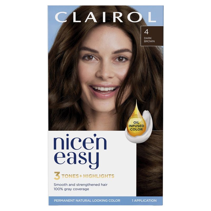Clairol 4 Dark Brown Nice'n Easy Hair Color, 1 application