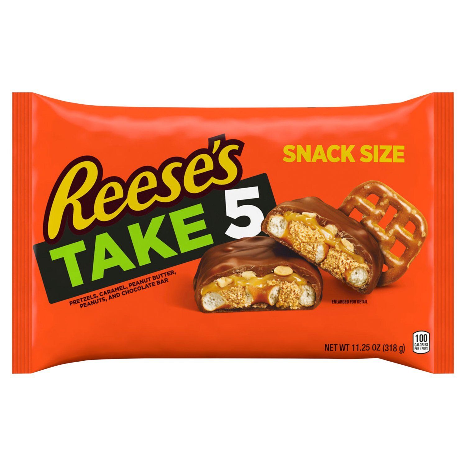 REESE'S TAKE 5 Pretzel, Peanut and Chocolate Snack Size, Candy Bag, 11.25 oz