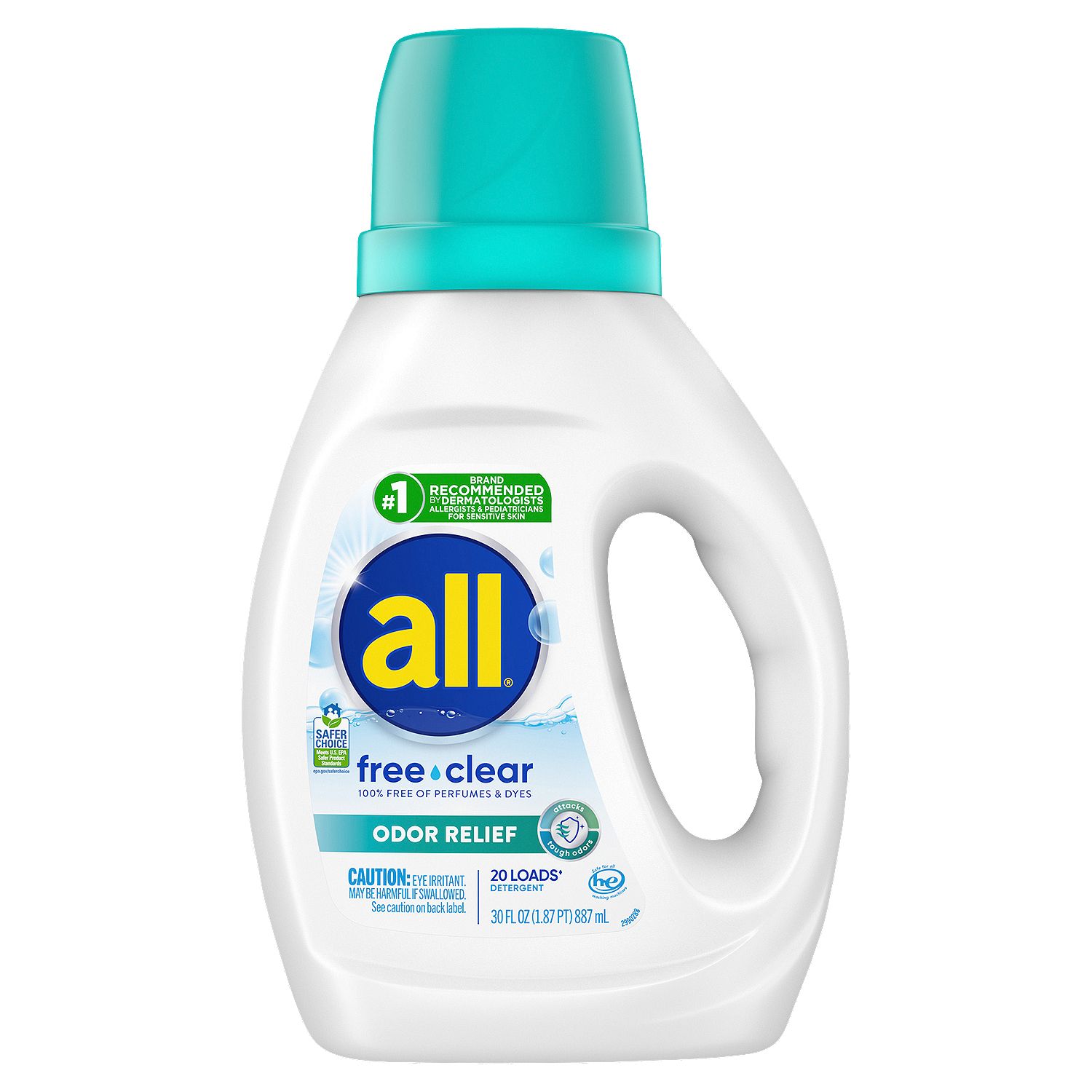 All free clear Liquid Laundry Detergent, Free Clear with Odor Relief, 30 Ounces, 20 Loads