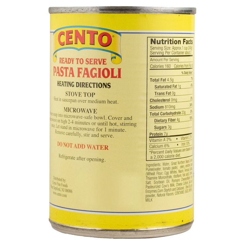 CENTO Macaroni &amp; Bean Pasta Fagioli, 15 oz