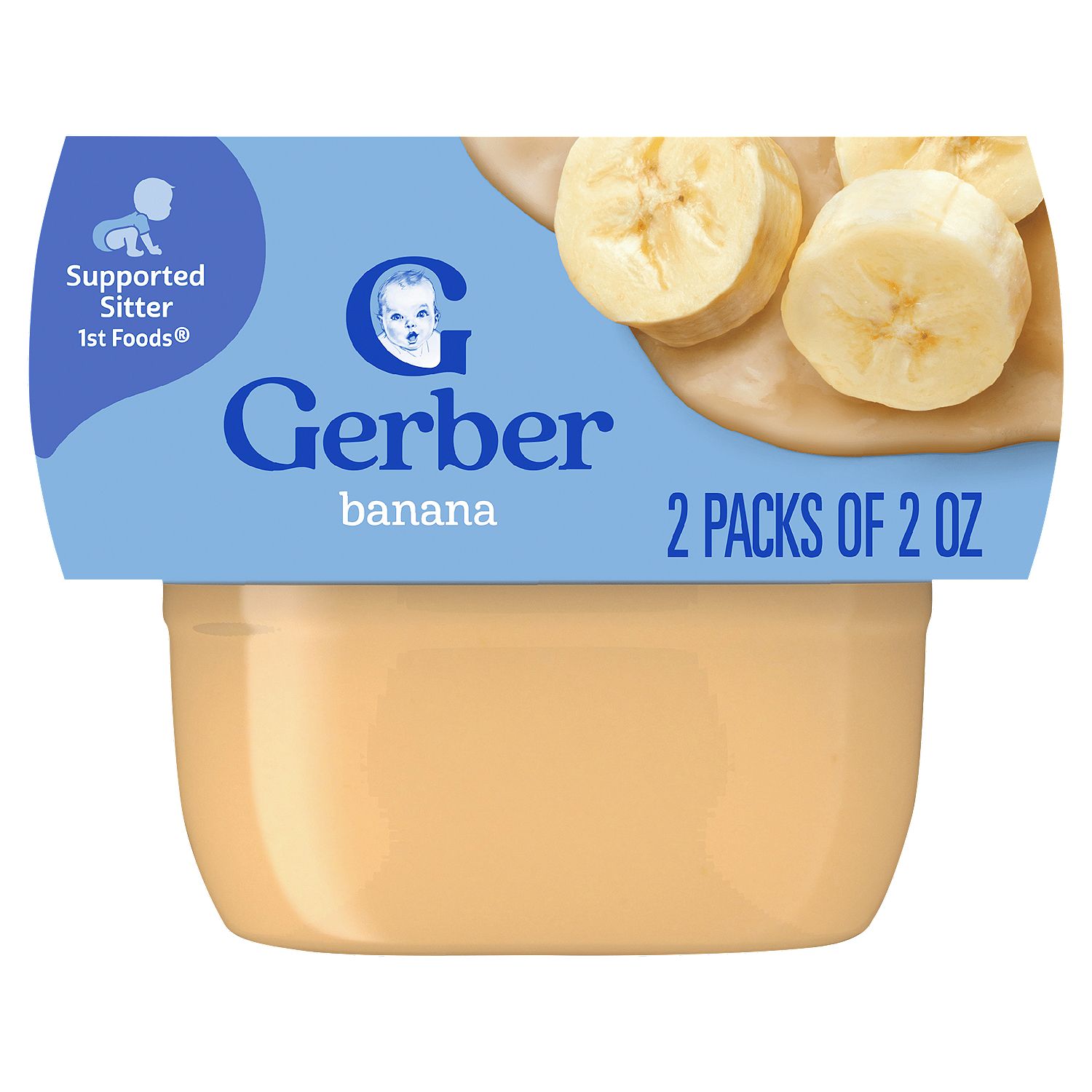 Gerber 1st Foods Banana Baby Food, Supported Sitter, 2 oz, 2 count
