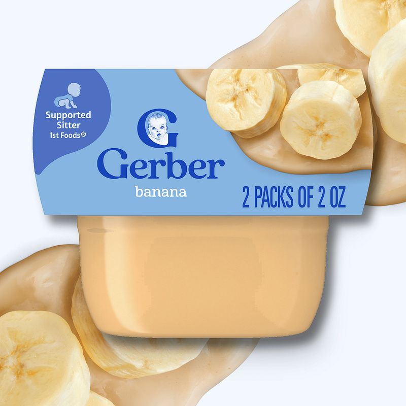 Gerber 1st Foods Banana Baby Food, Supported Sitter, 2 oz, 2 count
