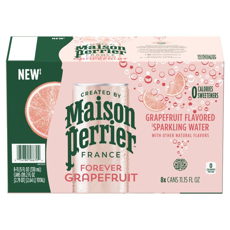 Maison Perrier Grapefruit Flavored Sparkling Water, 11.15 fl oz, 8 count