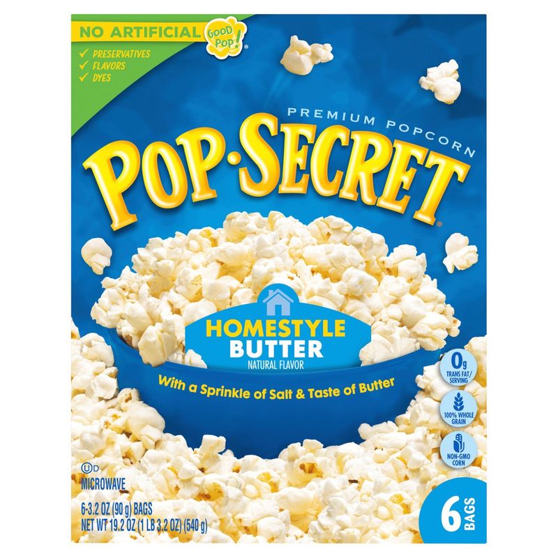 Pop Secret Homestyle Butter Premium Microwave Popcorn, 3.2 oz, 6 count