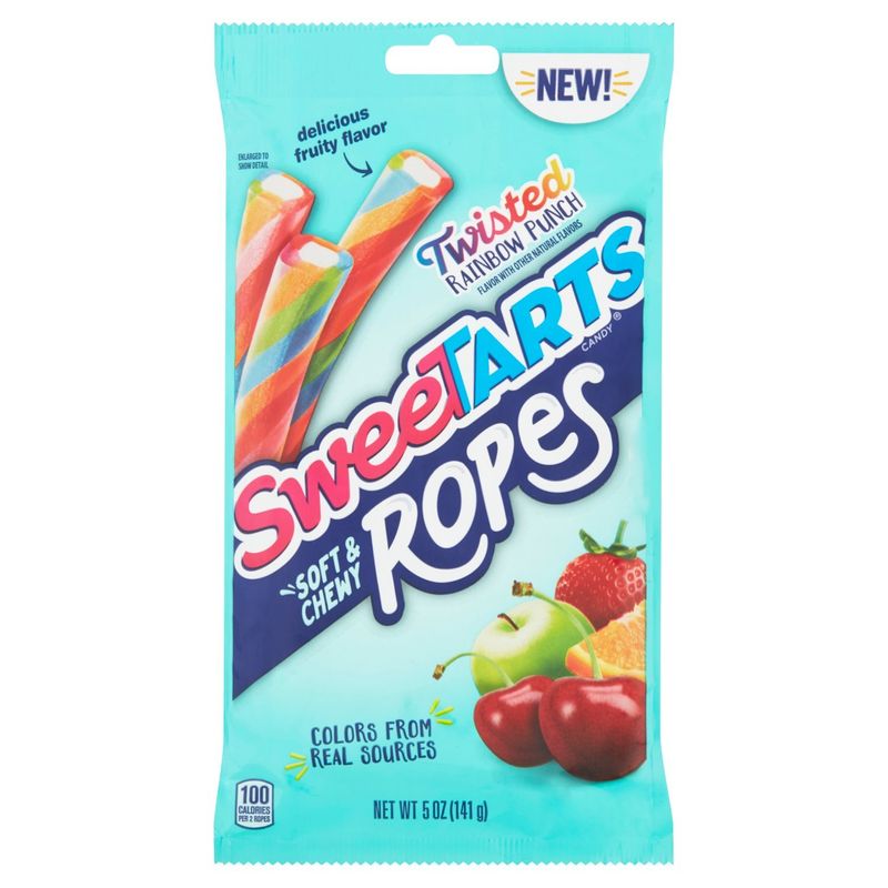 SweeTarts Twisted Rainbow Punch Soft &amp; Chewy Ropes Candy, 5 oz
