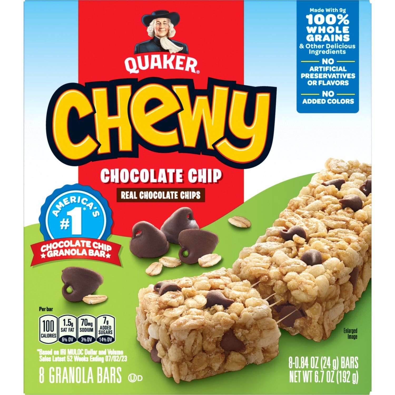 Quaker Chewy Granola Bars Chocolate Chip 6.7 Oz 8 Count