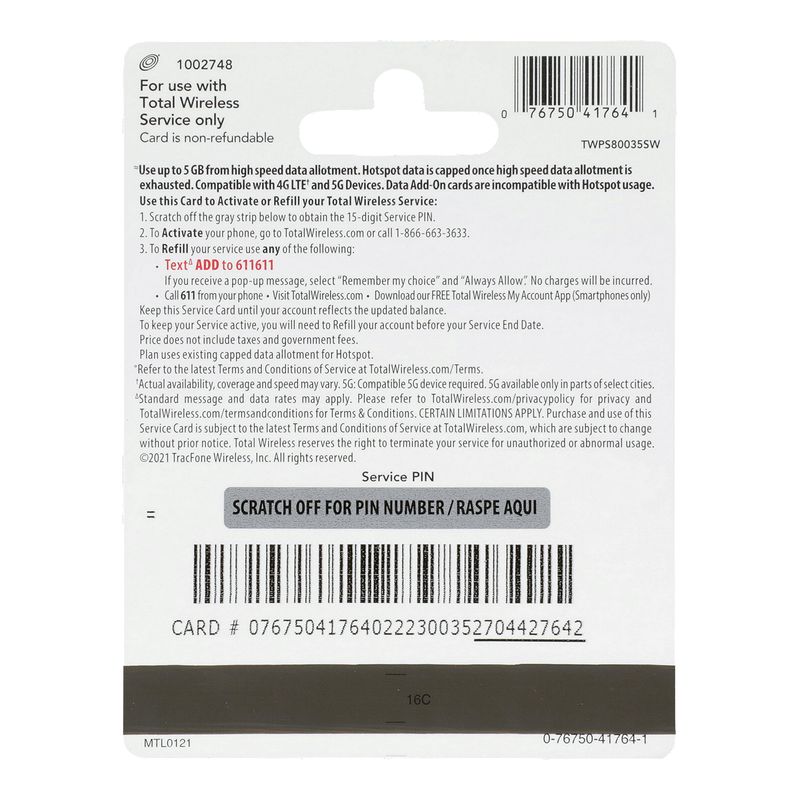 Total Wireless $35 Gift Card    , 1 each