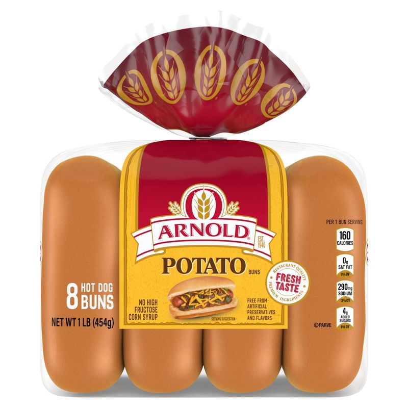 Arnold Potato Hot Dog Buns, 8 count, 1 lb