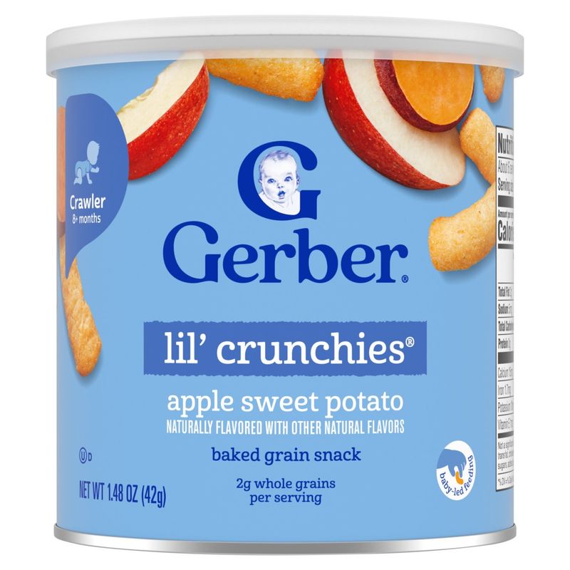 Gerber Lil' Crunchies Apple Sweet Potato Baked Grain Snack Baby Food, Crawler 8+ months, 1.48 oz