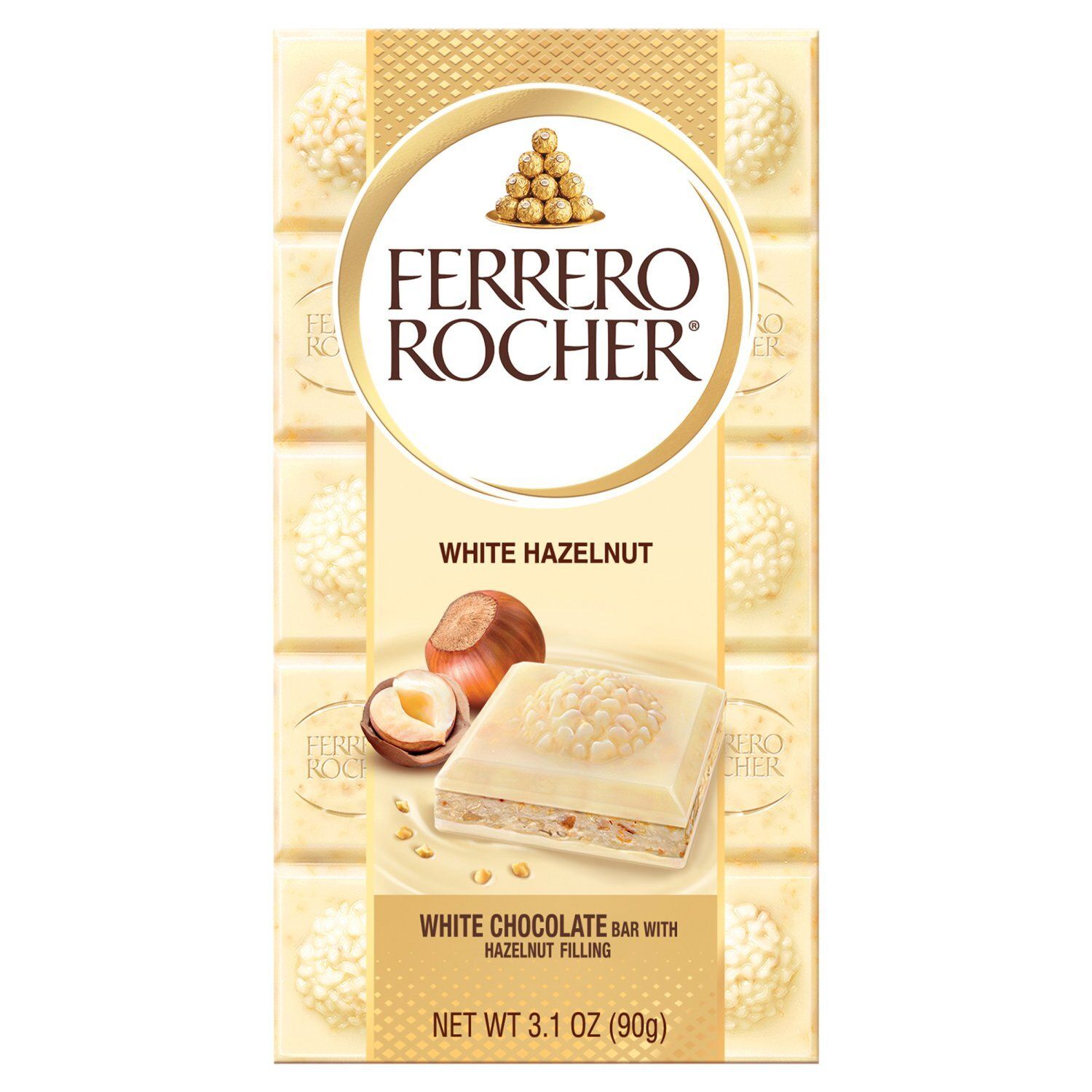 Ferrero Rocher Premium Chocolate Bar, White Chocolate Hazelnut, 3.1 oz