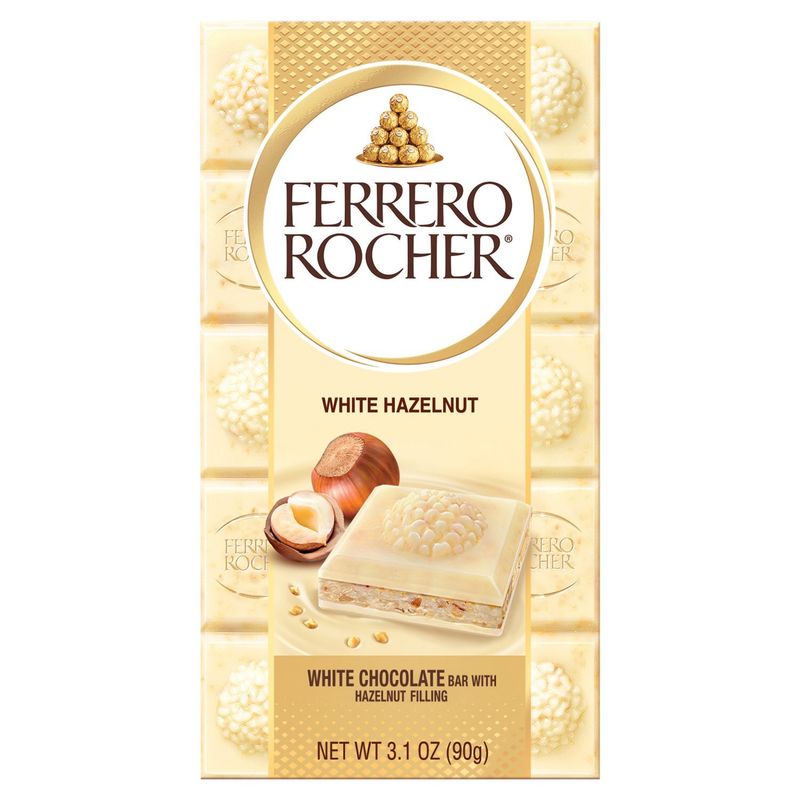 Ferrero Rocher Premium Chocolate Bar, White Chocolate Hazelnut, 3.1 oz