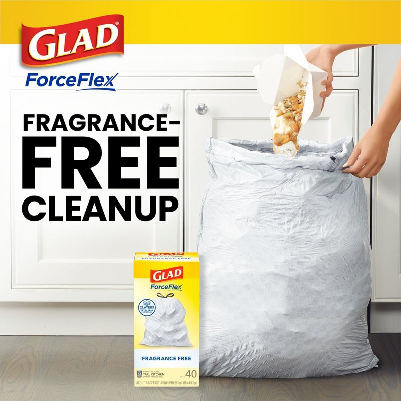 Glad ForceFlex Fragrance Free Tall Kitchen Drawstring Bags, 80 count