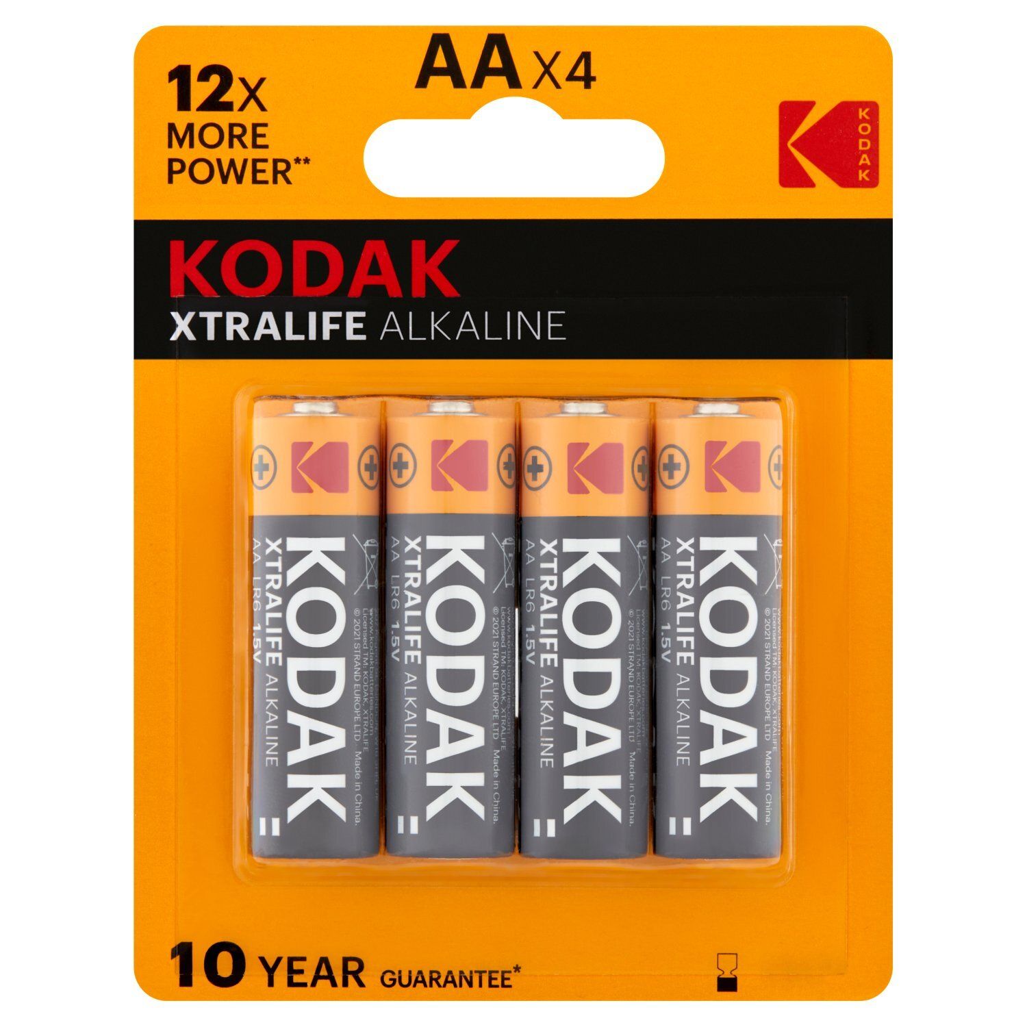 Kodak Xtralife Alkaline Batteries 1.5V AA Batteries, 4 count