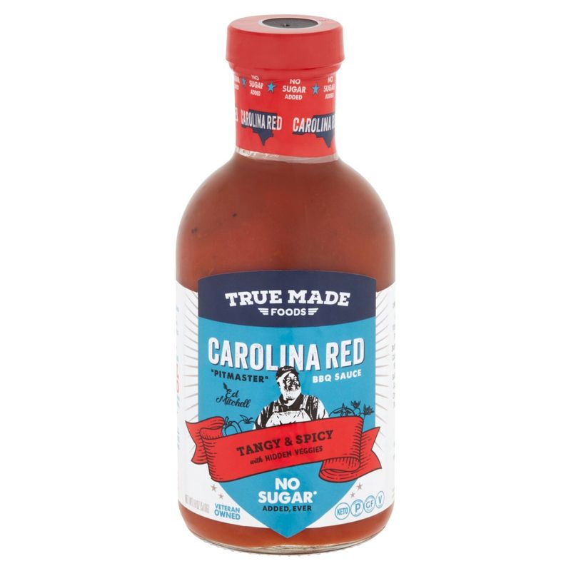 True Made Foods Carolina Red Tangy &amp; Spicy No Sugar BBQ Sauce, 18 oz