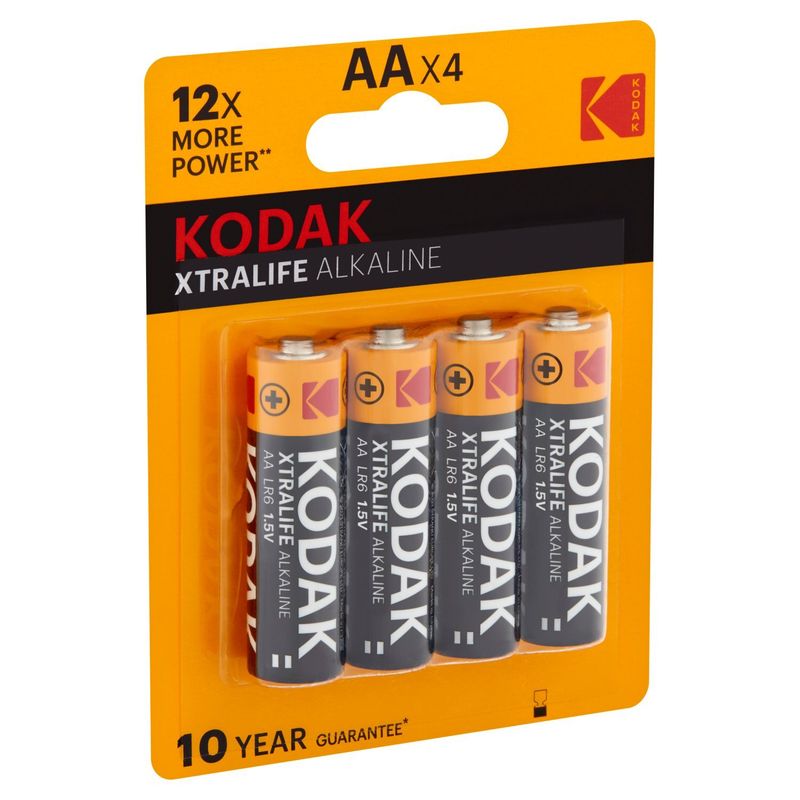 Kodak Xtralife Alkaline Batteries 1.5V AA Batteries, 4 count