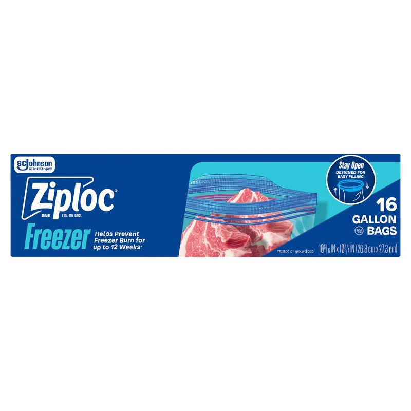 Ziploc Freezer Gallon Seal Top Bags, 16 count