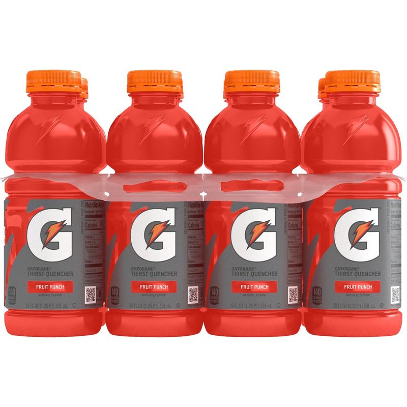 Gatorade Thirst Quencher Fruit Punch Natural Flavor 20 Fl Oz, 8 Count