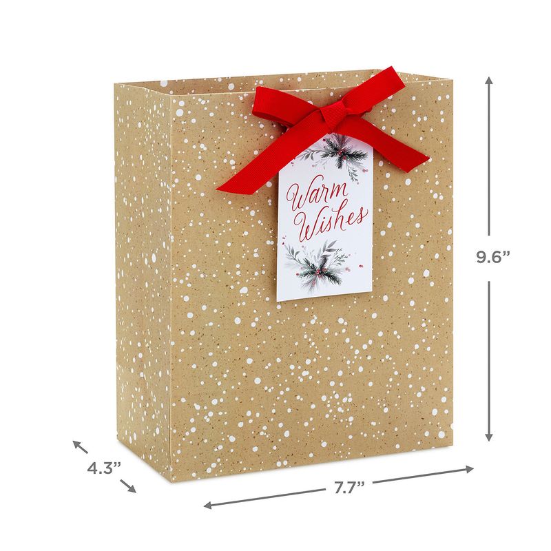 Hallmark 9.6" Medium Holiday Gift Bag (Snow-Speckled Kraft Paper)