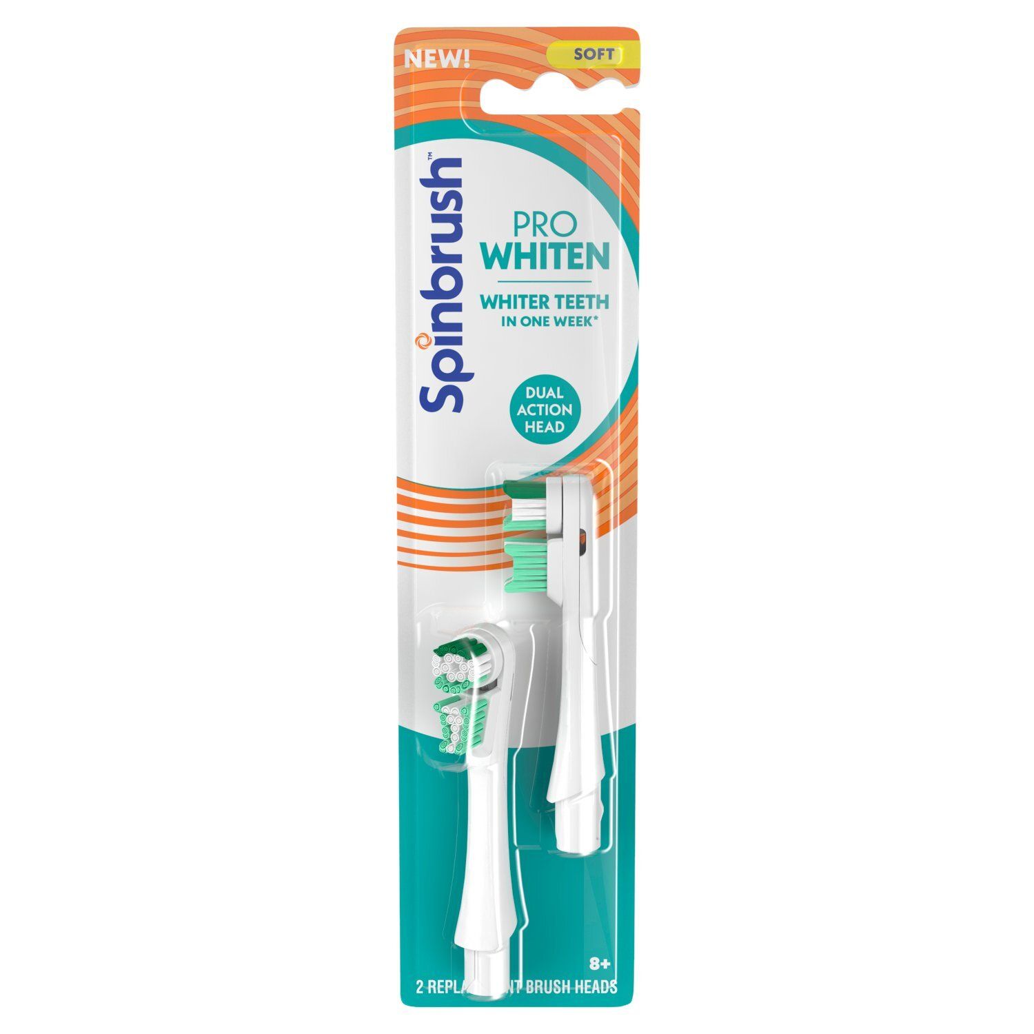 Spinbrush Soft Pro Whiten Replacement Brush Heads, 2 count