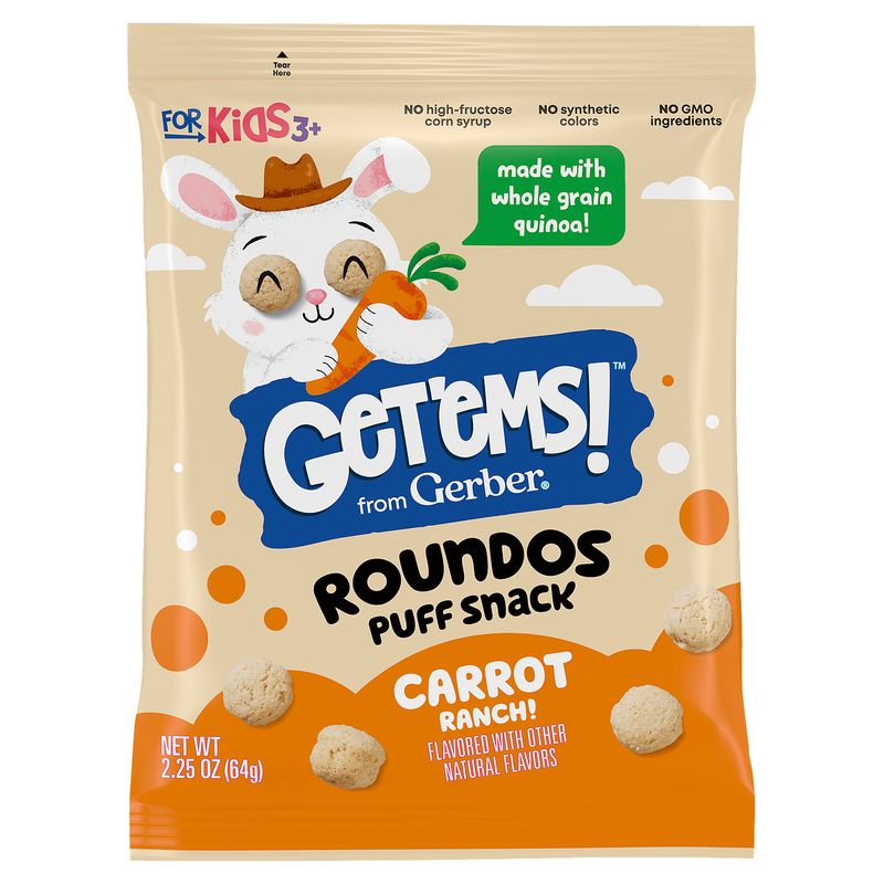 Gerber Get'ems! Carrot Ranch! Roundos Puff Snack, 3+ years, 2.25 oz