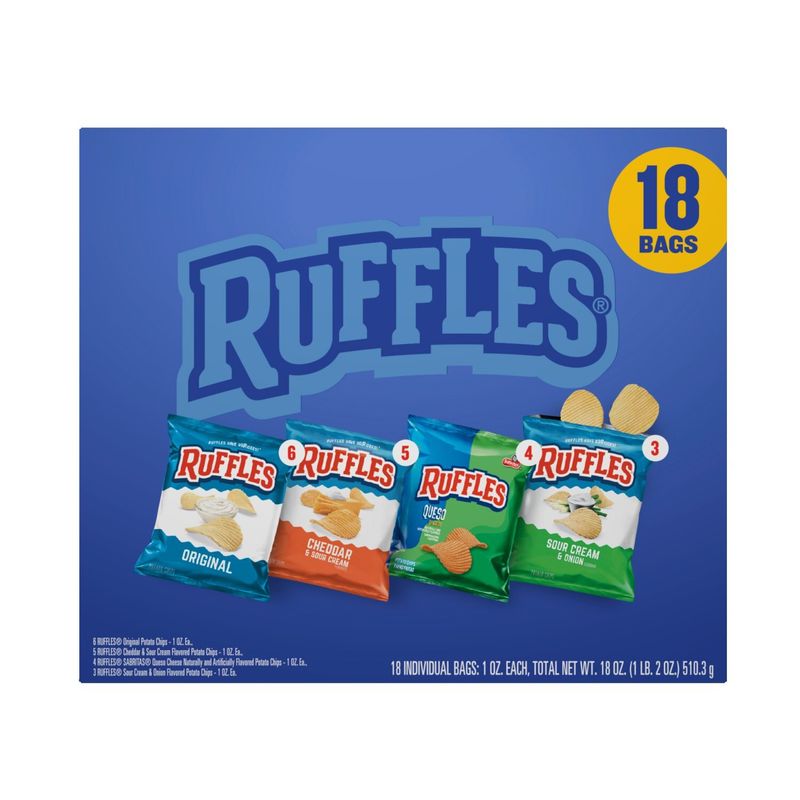 Ruffles Potato Chips Variety Pack, 1 Oz, 18 Count