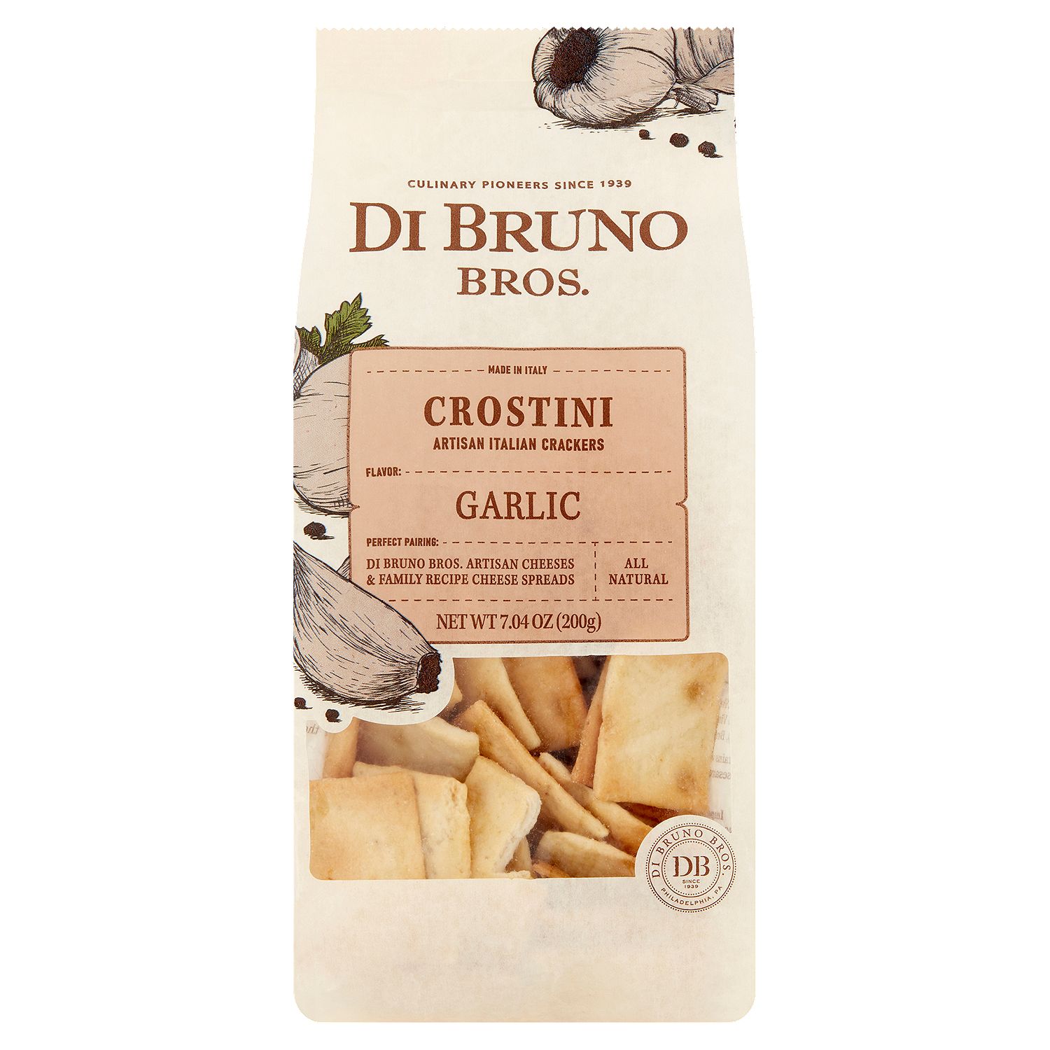Di Bruno Bros. Garlic Crostini Artisan Italian Crackers, 7.04 oz