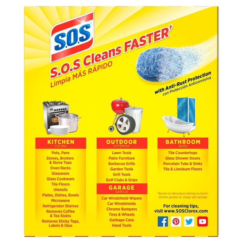 S.O.S Reusable Soap Filled Steel Wool Pads, 10 count