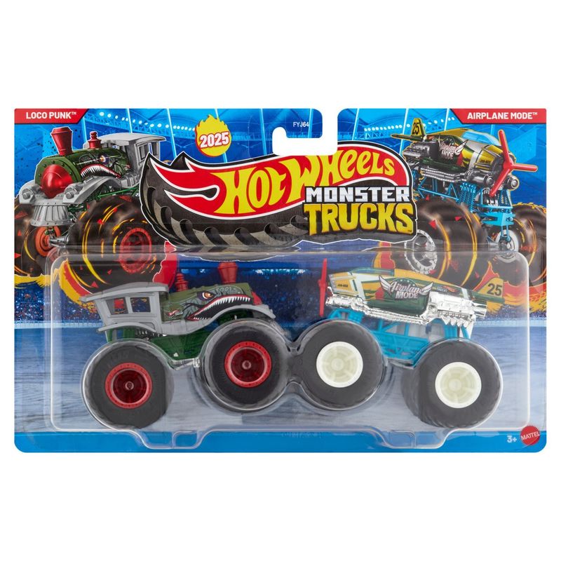 Mattel Hot Wheels Monster Trucks Demolition Doubles Loco Punk and Airplane Mode Trucks Sets, 3+