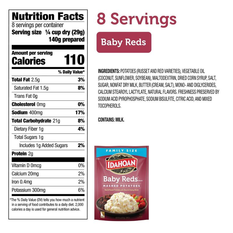 Idahoan Baby Reds Mashed Potatoes Family Size, 8.2 oz