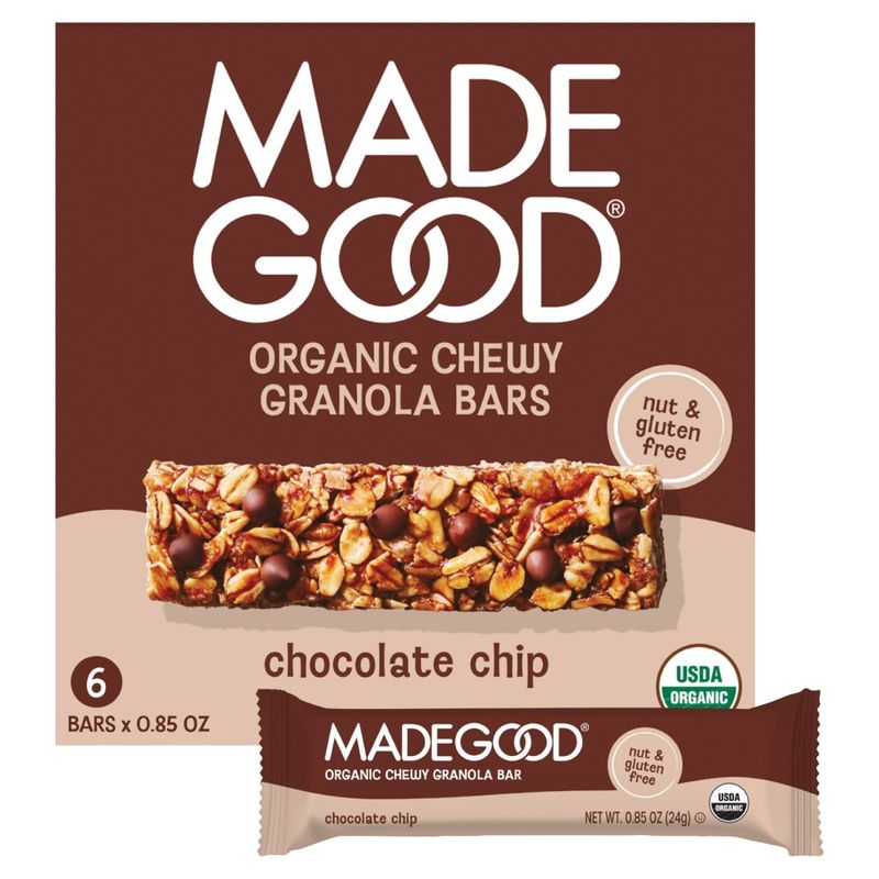 MadeGood Chocolate Chip Organic Chewy Granola Bars, 0.85 oz, 6 count