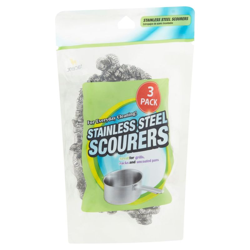 Jacent Stainless Steel Scourers, 3 count