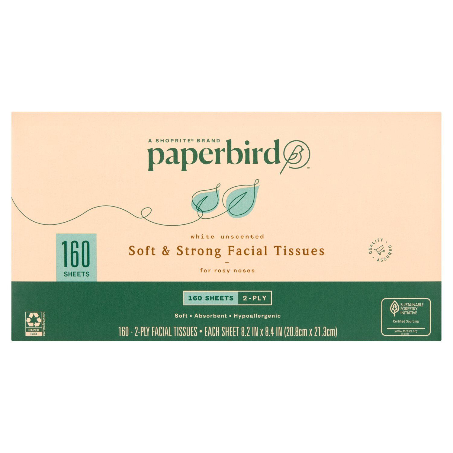 Paperbird White Unscented Soft &amp; Strong Facial Tissues, 160 count
