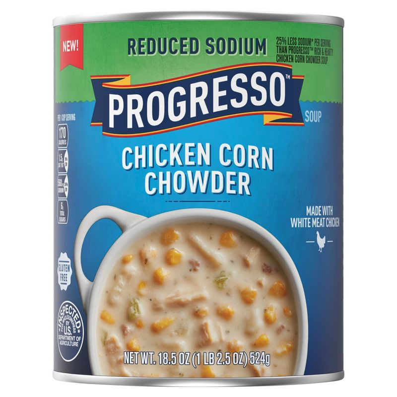 Progresso Reduced Sodium Chicken Corn Chowder Soup, 18.5 oz