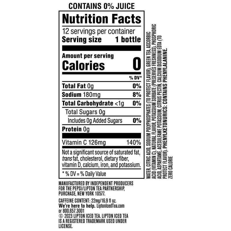 Lipton Diet Green Tea Mixed Berry 16.9 Fl Oz, 12 Count
