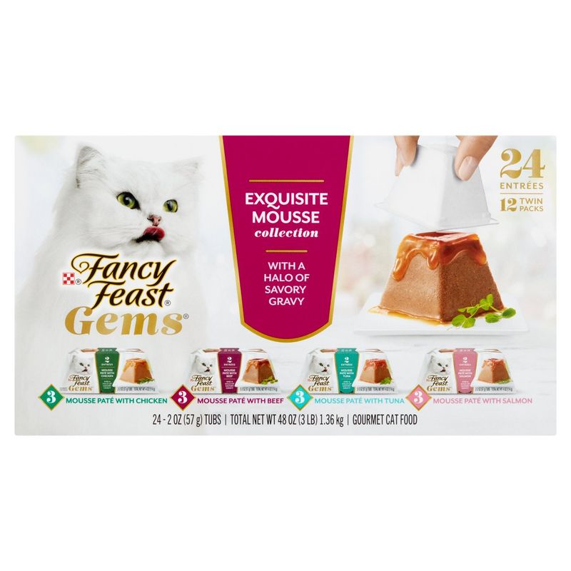 Purina Fancy Feast Gems Exquisite Mousse Collection Gourmet Cat Food, 2 oz, 24 count
