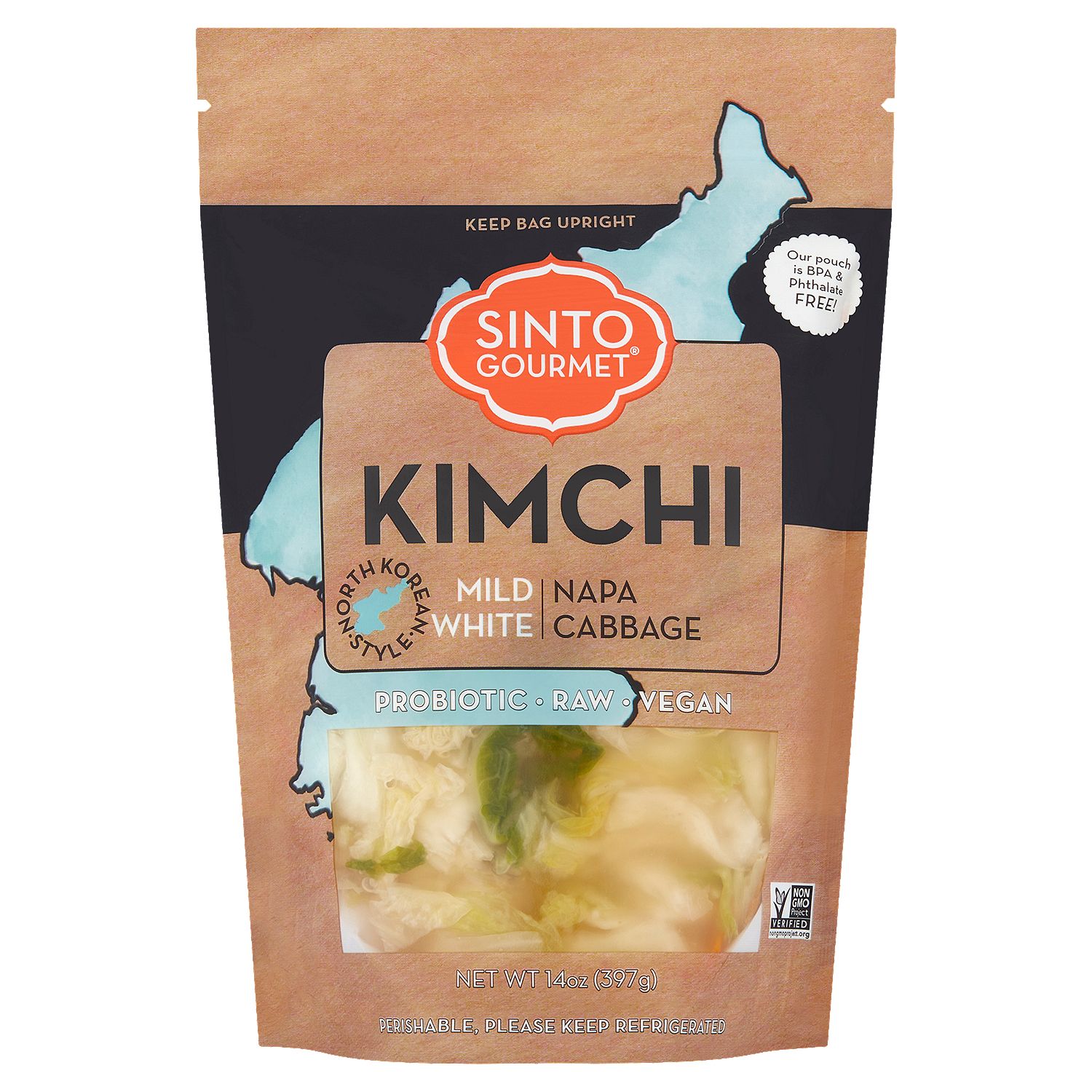 Sinto Gourmet Mild White Napa Cabbage Kimchi, 14 oz