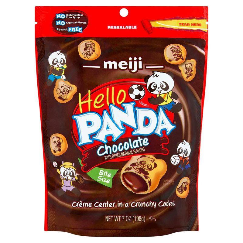 Meiji Hello Panda Chocolate Crème Center in a Crunchy Cookie Bite Size, 7 oz