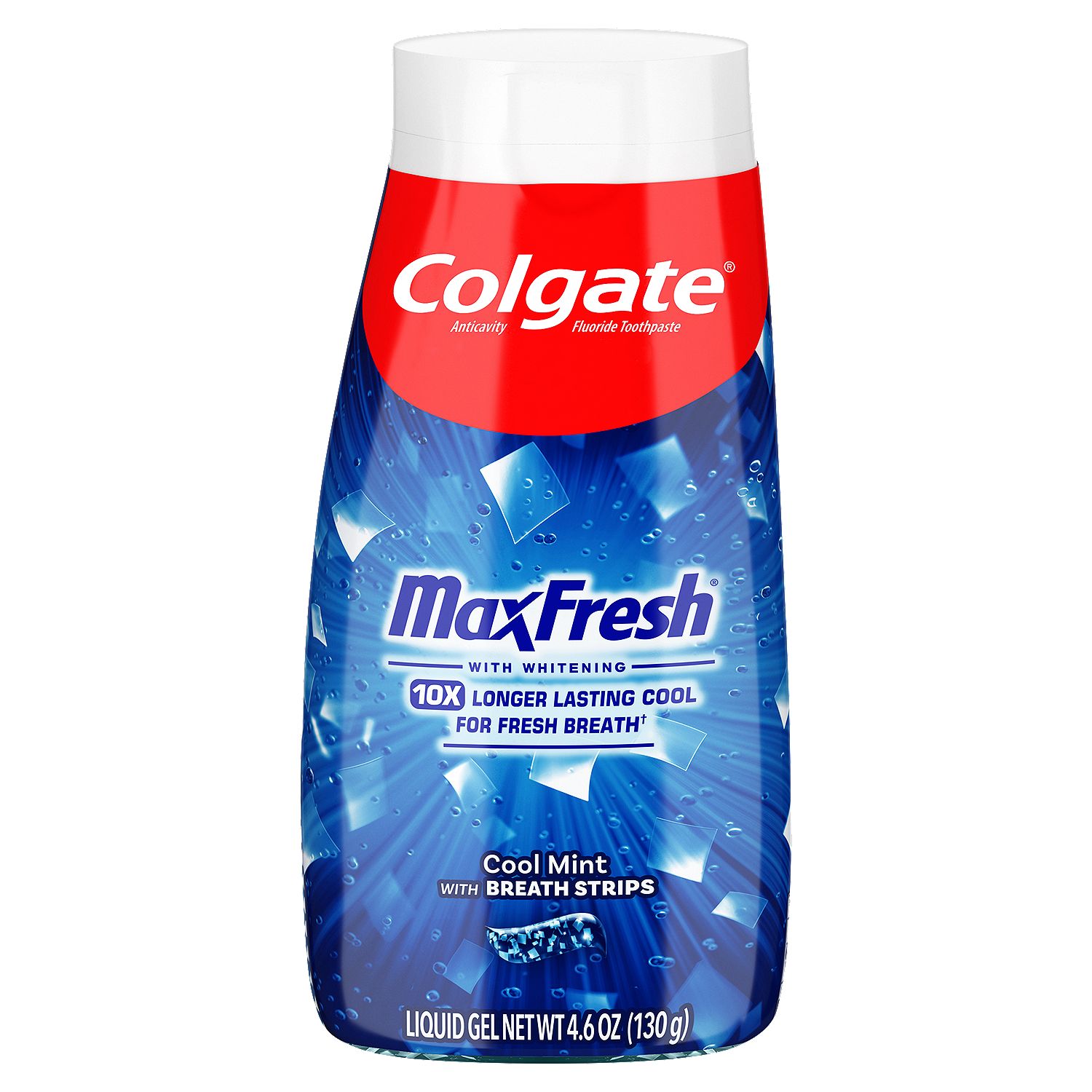 Colgate MaxFresh Cool Mint with Breath Strips Liquid Gel Anticavity Fluoride Toothpaste, 4.6 oz